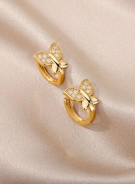 Butterfly Earrings For Women Girls Modern Gold Color