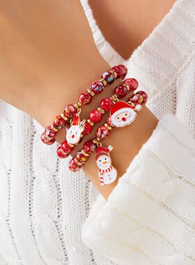 Chaming Santa Snowman Bacelet Set fo Women Fashion Reindee