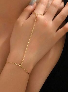 Fashion Gold Colo Hand Chain Ring Bacelet fo Women malist