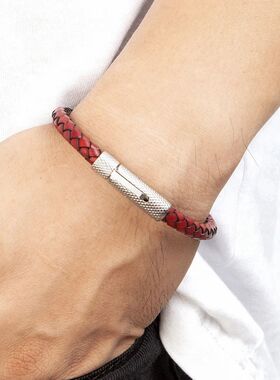 XQNI DIY Combination Stainless Steel Men's Leathe Bacelet