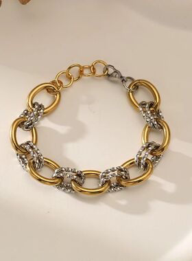 GANEMLY 316L Stainless Steel Metal Link Chain Bracelet For
