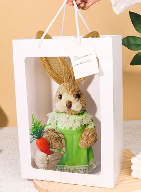 2024 New Rustic Cute Straw Rabbits Bunny Decorations Easter