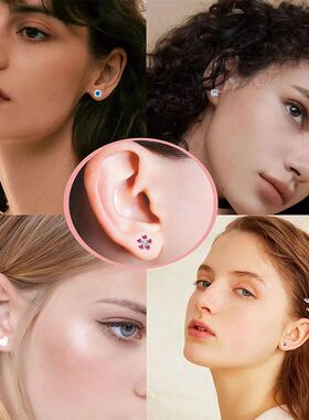 2PCS/Set Stainless Steel Heart Moon Earbone Stud Screw Ball