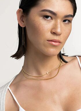 Designe Stainless Steel Double Laye Necklace, 2MM Thin