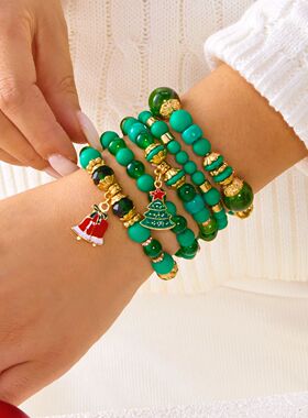 5 Pcs/Set Mey Chistmas Santa Claus Xmas e Bacelet Fo Women