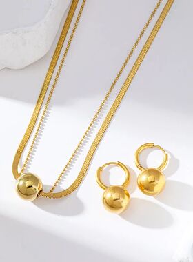 GANEMLY 316L Stainless Steel Metal Bead Ball Necklace