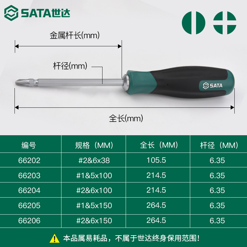 世达两用螺丝刀一字十字双头改锥短柄工业级S2超硬梅花平口小起子-图1