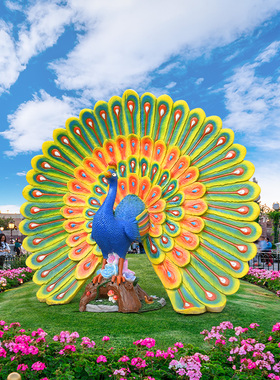 孔雀庭院景观发光美陈仿真动物