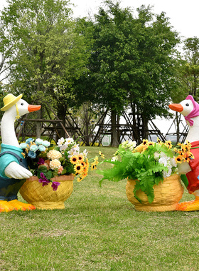 户外玻璃钢花缸花盆卡通庭院摆件