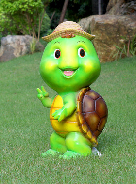 龟兔赛跑花园林动物玻璃钢摆件