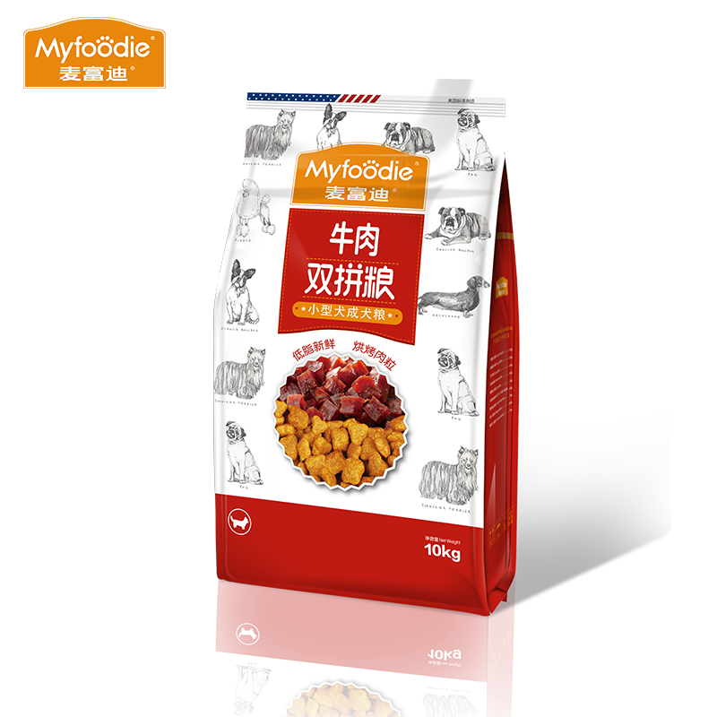 麦富迪狗粮牛肉双拼粮10kg小型犬成犬粮通用型比熊狗粮10公斤包邮优惠券