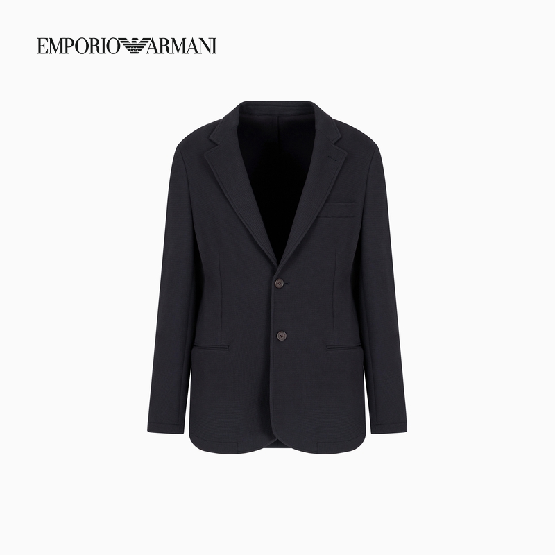 EMPORIO ARMANI/阿玛尼男士华夫格单排扣都市休闲西装外套官方