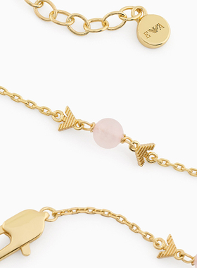 阿玛尼女士波状鹰标粉色石英手链