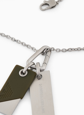 阿玛尼男士双铭牌十字链潮流项链