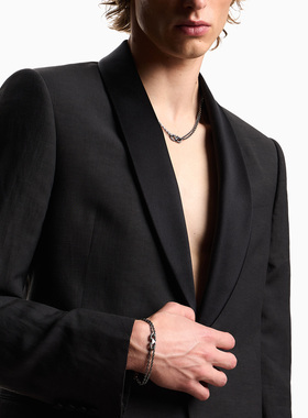 阿玛尼男士双层链条鹰标密镶手链