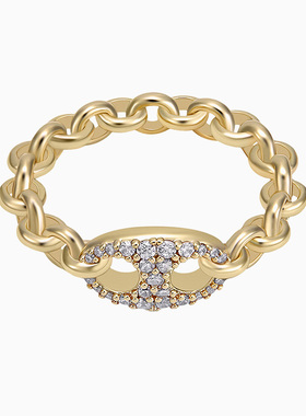 阿玛尼女士金色小猪鼻子锆石戒指