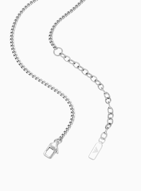 阿玛尼男士银色钢质鹰标吊牌项链