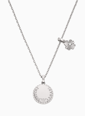 阿玛尼女士银色四叶草吊牌项链