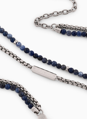 阿玛尼男士双层珠串叠戴时尚项链