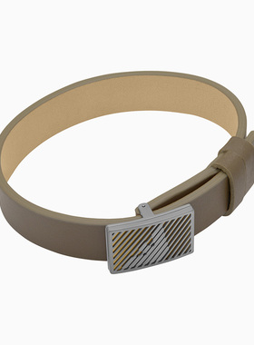 阿玛尼男士皮革腕带钢质鹰标手链