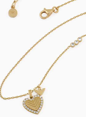 阿玛尼女士复古金色密镶心形项链