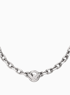 阿玛尼男士钢质链条式鹰标项链