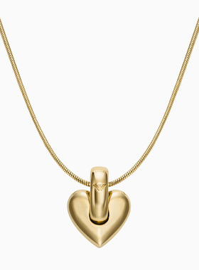 阿玛尼女士环扣心形蛇骨链项链
