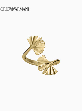 阿玛尼女士复古金色银杏吊坠项链