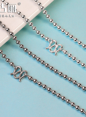 足银圆珠链女士串珠纯银项链