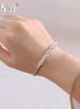 中国风女士足银9999通体实心手镯