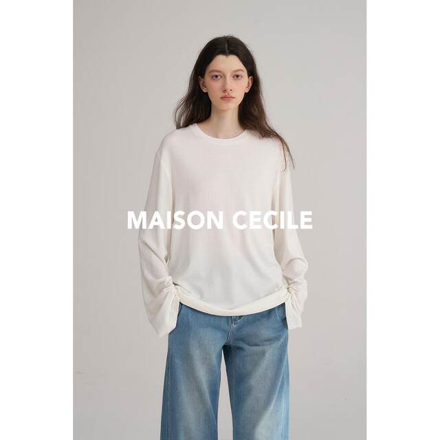 MAISON CECILE three-color/relaxed and casual loose wool cashmere top