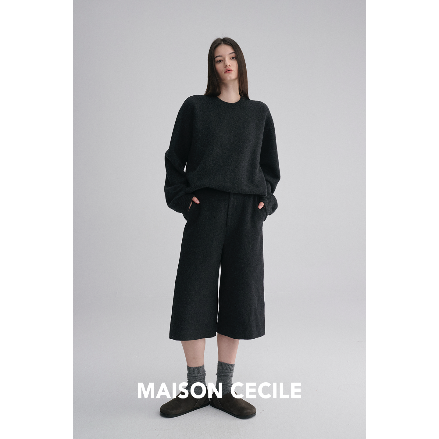 MAISON CECILE 四色|羊毛毛呢复古随性时髦显比例六分阔腿中裤,淘宝优惠券,粉丝福利购,淘宝优惠卷