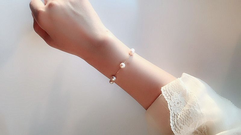 天然淡水满天星珍珠手链18k金正圆无暇小珍珠可调节手串气质精致 - 图3