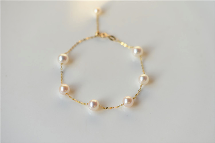 天然淡水满天星珍珠手链18k金正圆无暇小珍珠可调节手串气质精致 - 图2