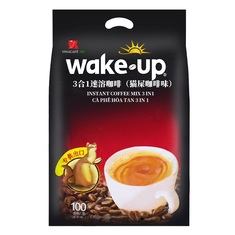 越南进口威拿3合1速溶貂鼠猫屎咖啡粉wakeup100包1700克特浓袋装 - 图3