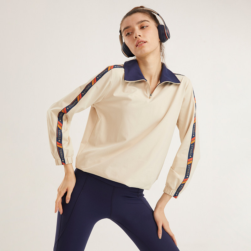 gymna春季新款复古学院风运动半拉链高领上衣跑步健身长袖卫衣女,淘宝优惠券,粉丝福利购,淘宝优惠卷