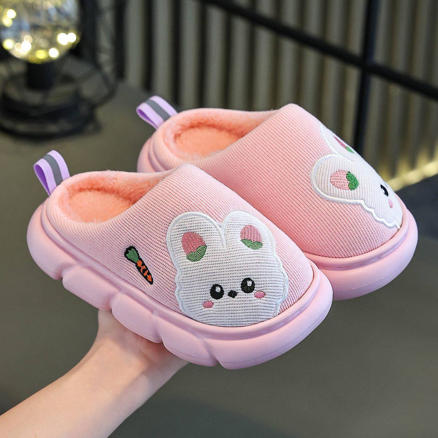 秋冬季儿童棉拖鞋女童可爱卡通兔子居家厚底室内防滑加绒保暖棉鞋,淘宝优惠券,粉丝福利购,淘宝优惠卷