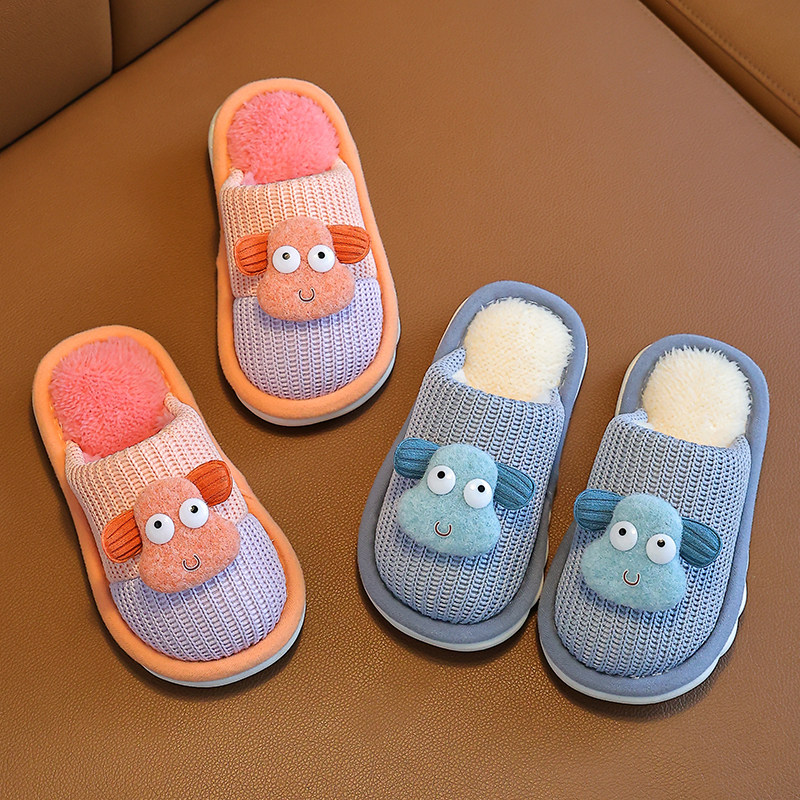 小羊棉拖鞋亲子秋冬男女童防滑室内居家保暖毛毛儿童拖鞋宝宝可爱