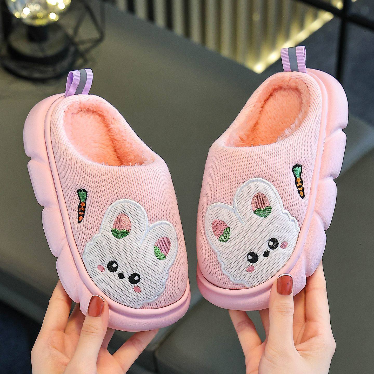 秋冬季儿童棉拖鞋女童可爱卡通兔子居家厚底室内防滑加绒保暖棉鞋,淘宝优惠券,粉丝福利购,淘宝优惠卷