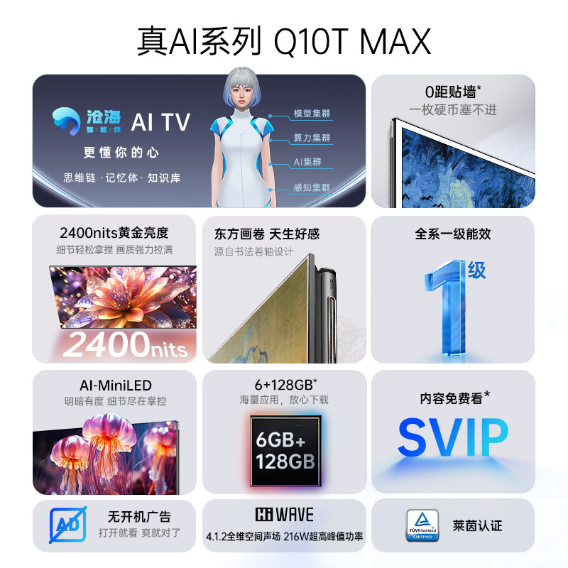 Changhong 75Q10T MAX AI-MiniLED 0-pitch wall-mounted smart TV