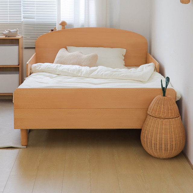 Arbor Music Beech solid wood children's furniture simple children's bed with guardrail #kuka bed