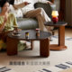 Genji Muyu all solid wood slate coffee table living room medieval round tea table home retro tea table combination round table