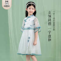 巴布豆2026夏季新款国风女童旗袍连衣裙