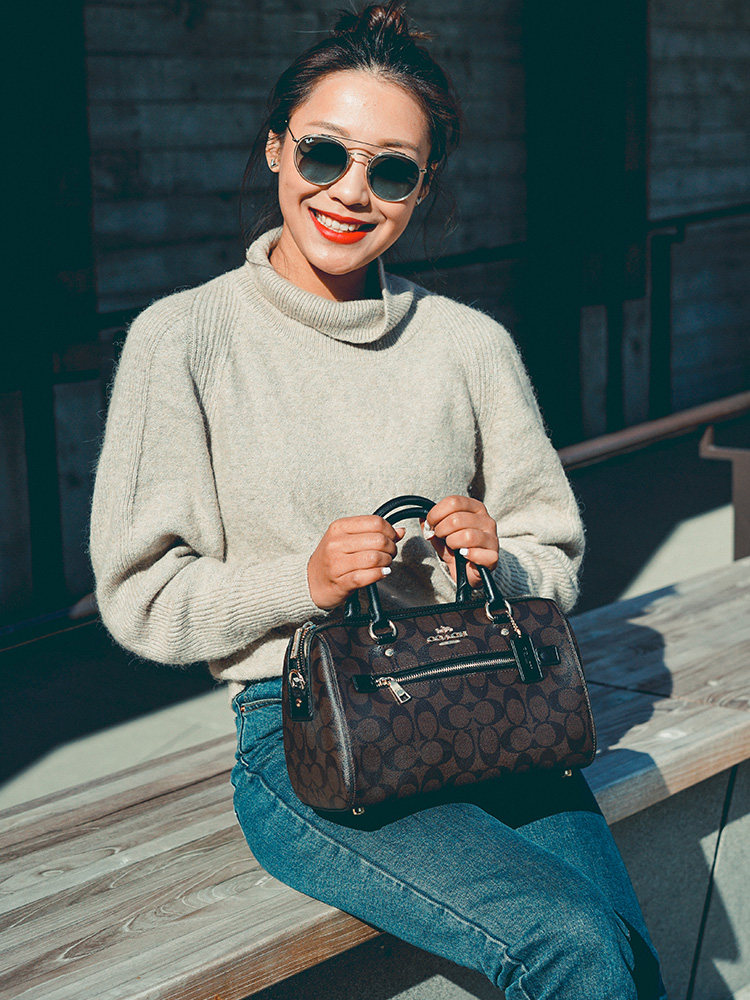 coach /蔻驰女印花牛皮新款手提包 Clim海外女士包袋