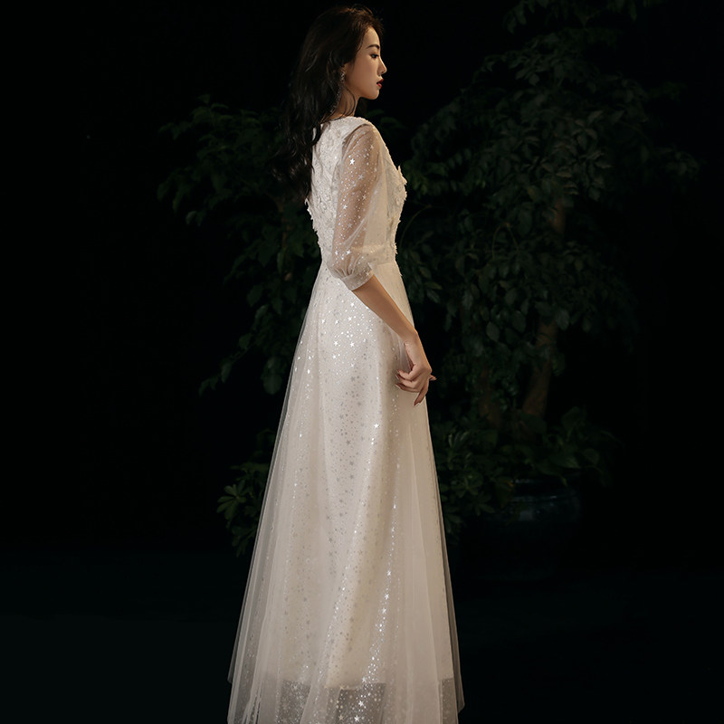 白色小裙女2020新款气质宴会轻婚纱 美雅希礼服/晚装