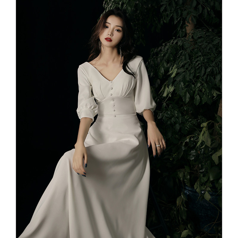 白色小裙女2020新款宴会气质轻婚纱 美雅希礼服/晚装