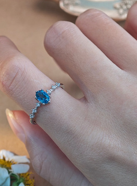 realtreasure天然托帕石橄榄石戒指s925银镶嵌晶体通透时尚百搭