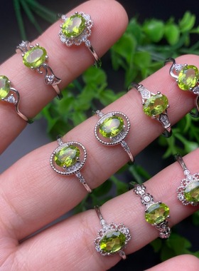 realtreasure大促系列橄榄石戒指s925银镶嵌活口设计款式大方新颖