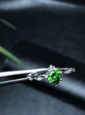 realtreasure轻奢戒指  简约来袭 925银天然透辉石戒指 活口