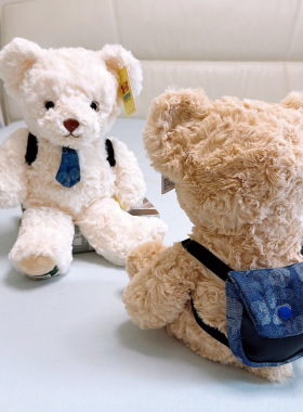 玩偶部落背包泰迪熊公仔玩偶卷毛领带小熊陪伴礼物女友情人节礼物